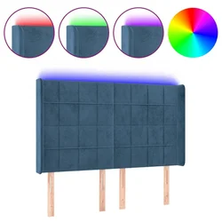 Vidaxl LED posteljno vzglavje temno modro 147x16x118/128 cm žamet