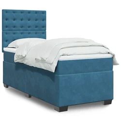 Box spring krevet s madracem plavi 90x190 cm baršunasti