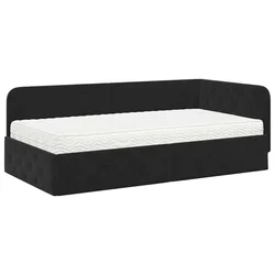 Kutni okvir kreveta Crna 90 x 200 cm Baršun