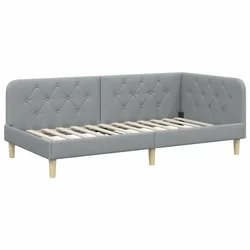 Vidaxl Kotna postelja Svetlo siva 90 x 190 cm blago