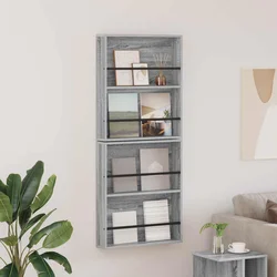 Polica za časopise s policom 2 pcs Siva Sonoma 60 x 12 x 70 cm