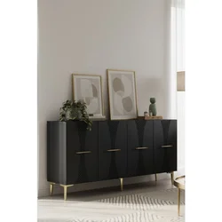Hanah Home komoda Slim 150, 150 cm, antracit / zlatna