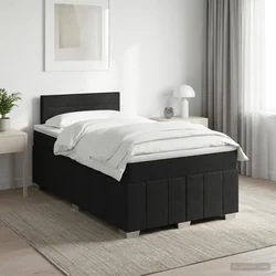 vidaXL Postelja boxspring z vzmetnico Črna 120 x 190 cm Blago
