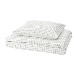 DOFTAKLEJA Jorganska navlaka i jastučnica, bela/boja antracita, 150x200/50x60 cm
