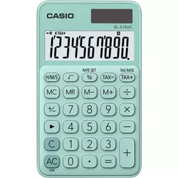 Casio Džepni kalkulator Casio SL-310UC Zelena Zaslon (broj mjesta): 10 solarno napajanje, baterijski pogon (Š x V x d) 70 x 8 x 118 mm