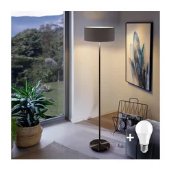 LED podna lampa TUNJA 1xE27/20W/230V, prečnik 38 cm, crna/braon