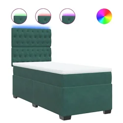 Vidaxl Box spring postelja z vzmetnico temno zelena 80x200 cm žamet