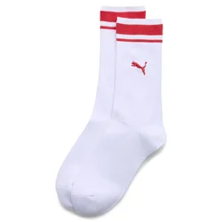 PUMA Unisex Crew Socks (1-Pack), Men, White/Flame Orange, 35-38