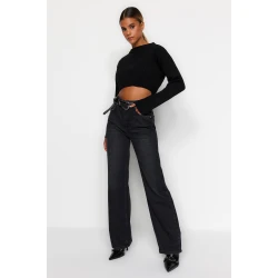 Trendyol Black High Waist Wide Leg Jeans