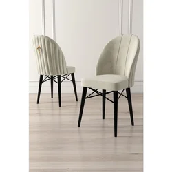 Hanah Home set trpezarijskih stolica Ritim 8 kom, krem tkanina Babyface, crne drvene noge