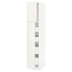 METOD / MAXIMERA Vis.el. s 2 vrata/4 fioke, bela/Veddinge bela, 40x60x200 cm