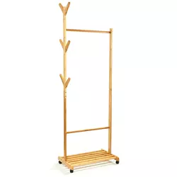 Blumfeldt Vješalica s policom, stalak za odjeću, 57,5 ??× 173 cm, asimetrični dizajn, bambus