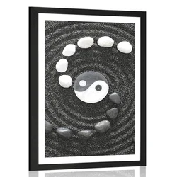 Plakat s paspartujem harmonični Jin in Jang - 40x60 silver