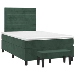 Krevet box spring s madracem tamnozeleni 120x190 cm baršunasti