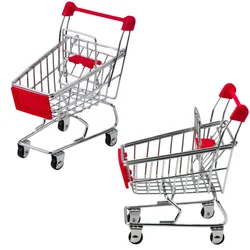 MINI LEAN TOYS Mini kovinski nakupovalni voziček za lutke ali dekoracijo