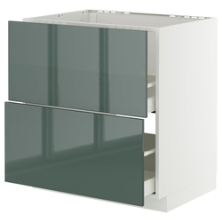 METOD / MAXIMERA Pod.element sudop. i 2front/2fioke, bela/Kallarp tamna sivozelena visokog sjaja, 80x60 cm