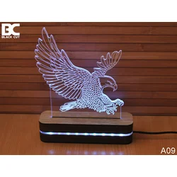 Black Cut 3D Lampa Orao, Hladno bela