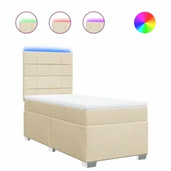 Vidaxl Box spring postelja z vzmetnico krem 90x190 cm blago