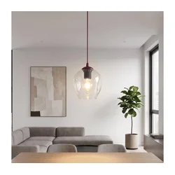 Luster na sajli ISTAR 1xE27/15W/230V crvena/prozirna
