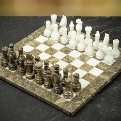 Šah Set Marble Grey & White 40 x 40 cm
