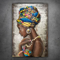 shumee 3D kovinska slika loft dama afrika 70x120 cm
