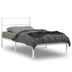 shumee vidaXL Kovinski posteljni okvir z vzglavjem bel 100x190 cm