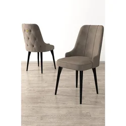 Hanah Home set trpezarijskih stolica Enoa 4 kom, kapućino tkanina Babyface, crne drvene noge