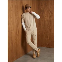 Sinsay - Pamučne relaxed cargo jogger pantalone - BEŽ