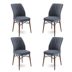 Hanah Home Set 4 trpezarijske stolice Flex Sivo-Braon