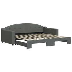 Vidaxl Izvlečna dnevna postelja temno siva 90x200 cm blago