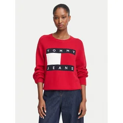 Tommy Jeans Pulover Flag DW0DW23450 Rdeča Regular Fit