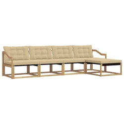 Set vanjskih sofa s jastukom 5 pcs Bijela i bež