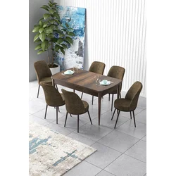Hanah Home Set Trpezarijski sto i 6 stolica Zen, Braon