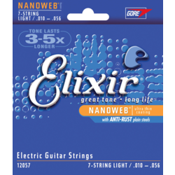Elixir 12057 Electric NANOWEB Light 10-56 Žice za 7-String Električnu Gitaru