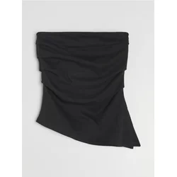 Sinsay - Asimetrični bandeau top sa naborima - crno