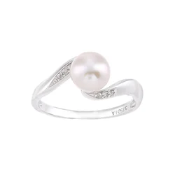 DIAMANT LETERNEL Prstan Ring aus 375 Weißgold mit 0.04 Karat Diamant mit Perle srebrna