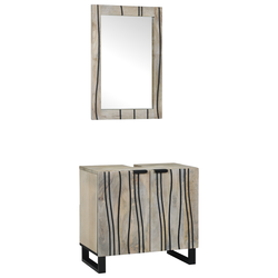 Set ormarića za kupaonicu 2 pcs Bijela Čvrsto drvo manga