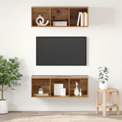 Set TV komoda Zidne 2 pcs Staro drvo 37 x 37 x 107 cm