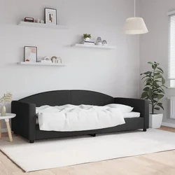 Vidaxl Raztegljiva postelja črna 90x200 cm blago