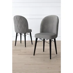 Hanah Home set trpezarijskih stolica Bika 6 kom, siva tkanina Babyface, crne drvene noge