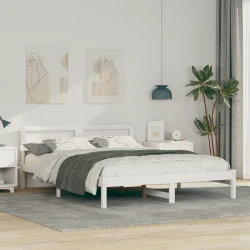 vidaXL Konstrukcija postelje Bela 150 x 200 cm Masivno borovo les