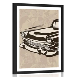 Plakat s paspartujem retro starodobnik - 60x90 black