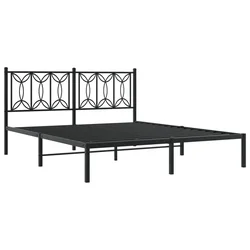 Vidaxl Kovinski posteljni okvir z vzglavjem črn 150x200 cm