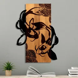 Wallity Zidna dekoracija Fish Yang, 43x58x3 cm, Crna