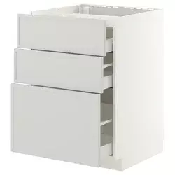 METOD / MAXIMERA Pod.elem.grej.ploča/3front/3fiok, bela/Aspudden svetlosiva, 60x60 cm
