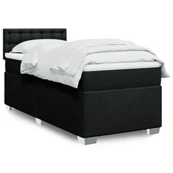 VIDAXL Box spring postelja z vzmetnico črn 90x190 cm blago