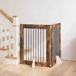 Vrata za pse s postoljem 2 pcs Dimljeni hrast 80 x 100 cm