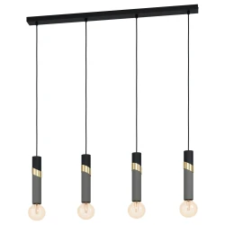 Eglo 39936 - Luster na sajli CEDRAL 4xE27/40W/230V crna/zlatna