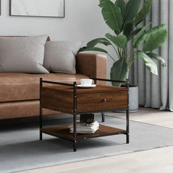 Stolić za kavu smeđa boja hrasta 50x50x50 cm konstruirano drvo
