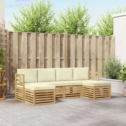 Set vanjskih sofa 6 pcs Bijela i krem 245 x 122,5 x 73 cm